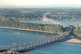Concrete bridge curved over water
