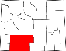 Map of Wyoming highlighting Sweetwater County