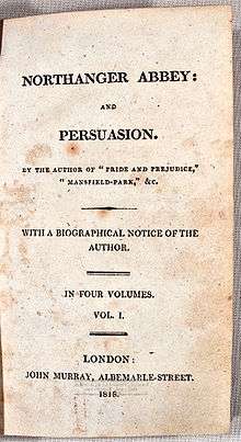 All text title page for Northanger Abbey and Persuasion