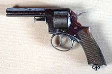 Silver-coloured revolver, facing left (unlike two pictures above)